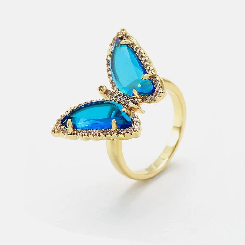 خوبصورت تتلی جانوروں کی انگوٹی چاندی