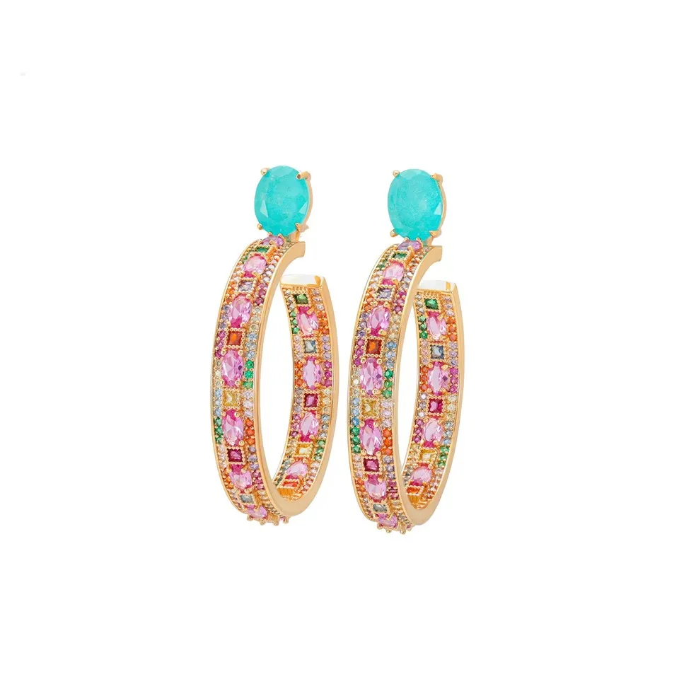 سونے کا چڑھایا زرکون فیوژن خواتین کی بالیاں